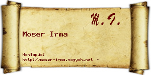 Moser Irma névjegykártya